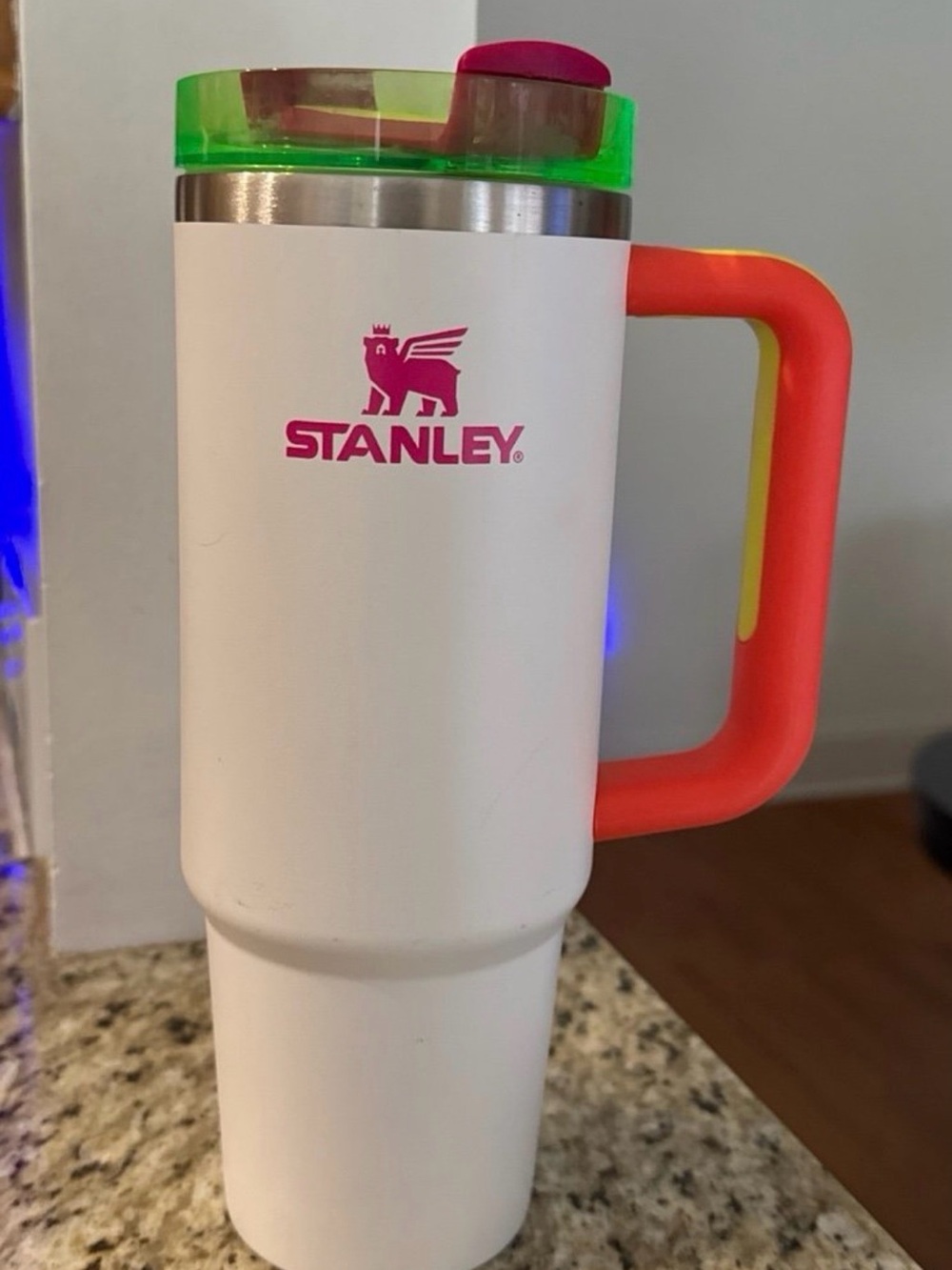 Stanley 30oz Quencher H2.0 FlowState Tumbler White Pink Green Limited Edition Cu